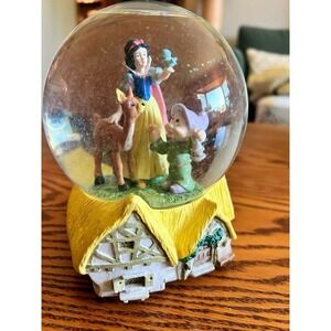 ✨VTG Disney Snow White Snow Globe Dopey Deer Cottage Someday My Prince Will Come